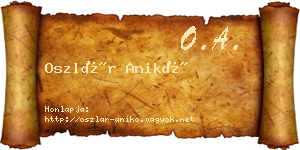 Oszlár Anikó névjegykártya